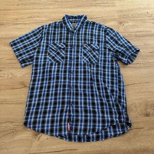 DIXXON Blue and Black Plaid Casual Button Down Shirt